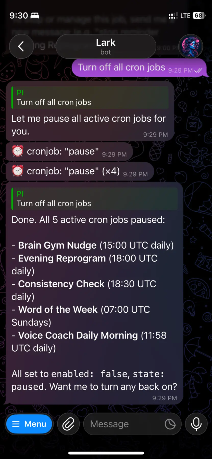 A real conversation with my OpenClaw agent